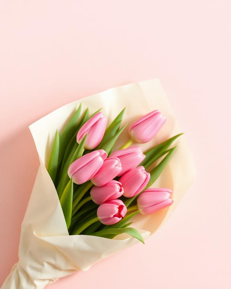 Розовый рассвет, 15 тюльпанов